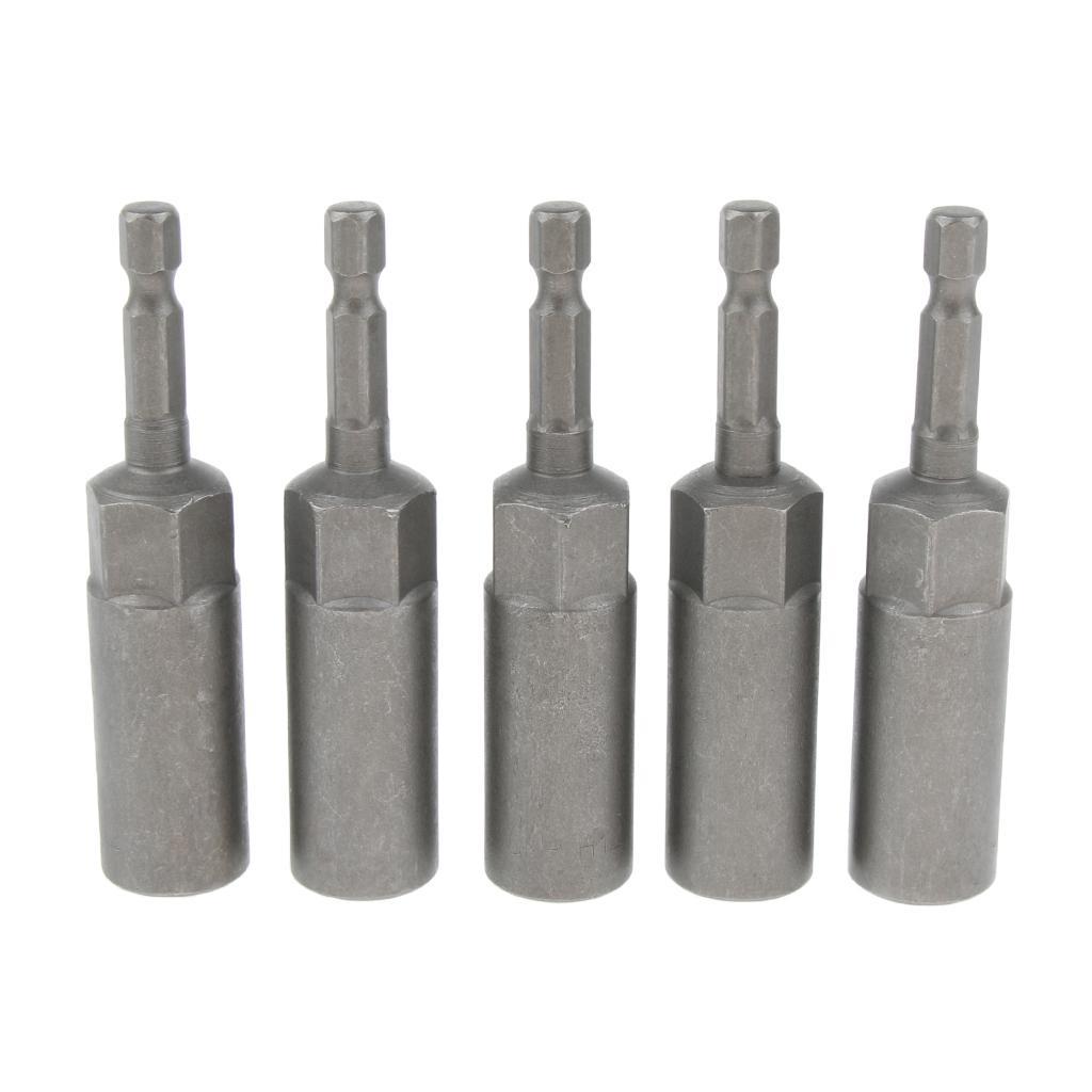 Socket Nut Driver Set Drill Bit Adapter 1/4'' Hex Shank 12mm 5pcs