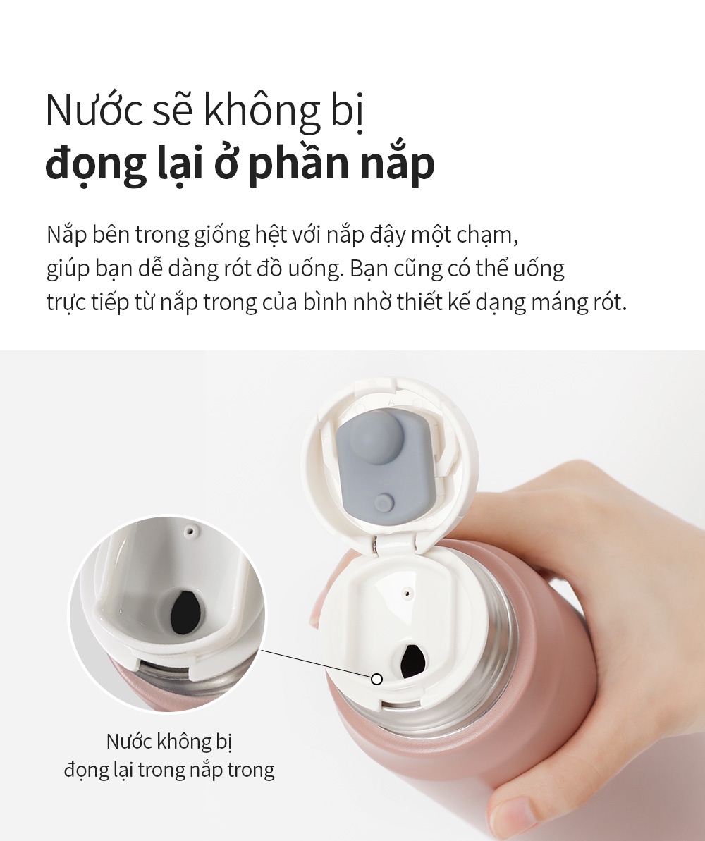 Bình giữ nhiệt Lock&Lock 505ml Maman Cup Vacuum Bottle LHC1487 - Hàng chính hãng, nắp dùng làm cốc nước uống - JoyMall