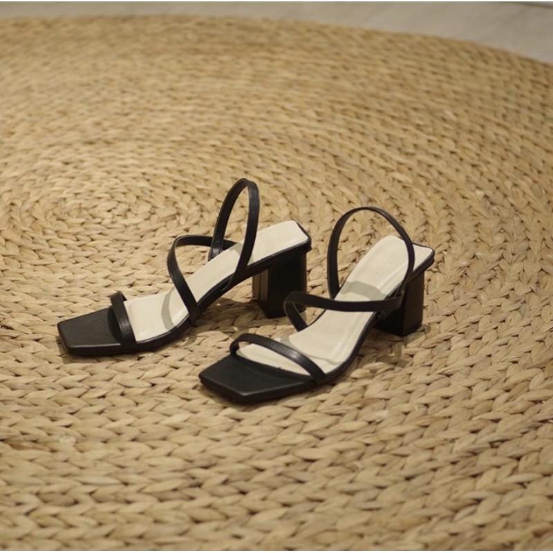 GIÀY SANDAL NỮ 2 QUAI CHÉO HẬU THUN GÓT VUÔNG 5 CM - Giày sandal quai mảnh