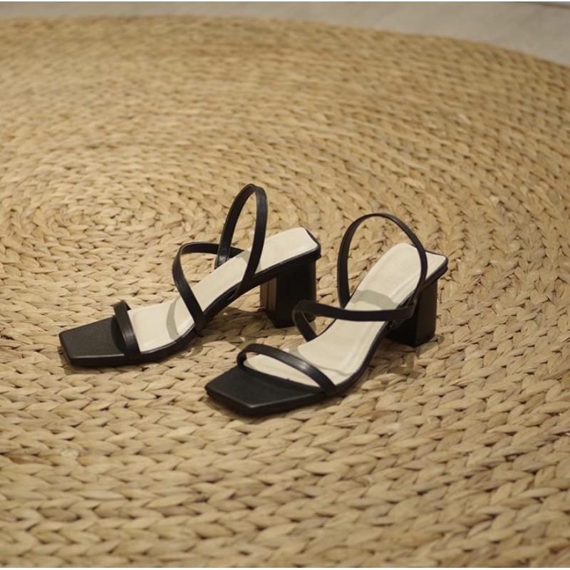 TIGISH SANDAL NỮ 2 QUAI CHÉO HẬU THUN GÓT VUÔNG 5 CM