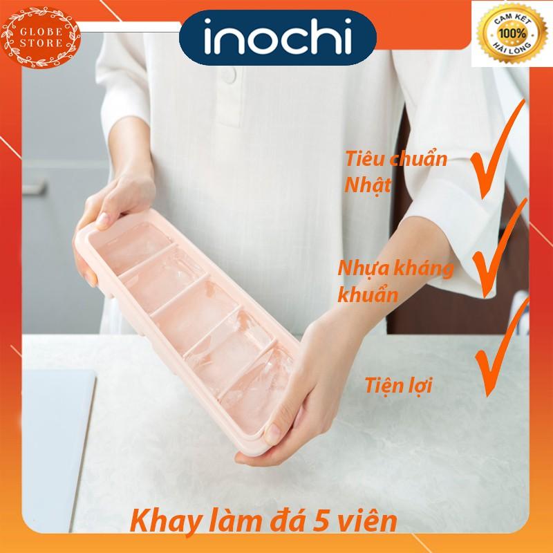 Khay Làm Đá Tủ Lạnh - Khay Làm Đá 5 Thanh Có Nắp Siêu Tốc Tủ Lạnh INOCHI Cao Cấp Nhựa Kháng Khuẩn