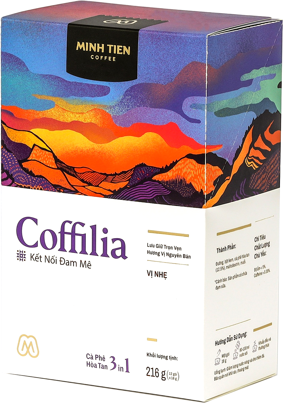 Combo 2 hộp cà phê hòa tan Coffilia - Kết nối đam mê 216g