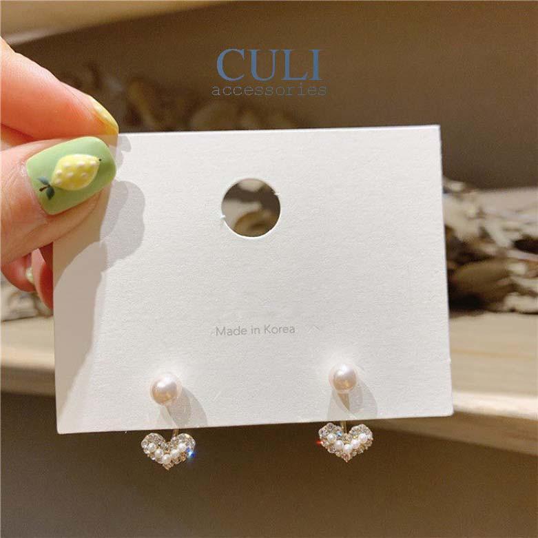 Khuyên tai, hoa tai hình trái tim kết hạt trai xinh xắn phong cách Hàn Quốc HT620 - Culi accessories