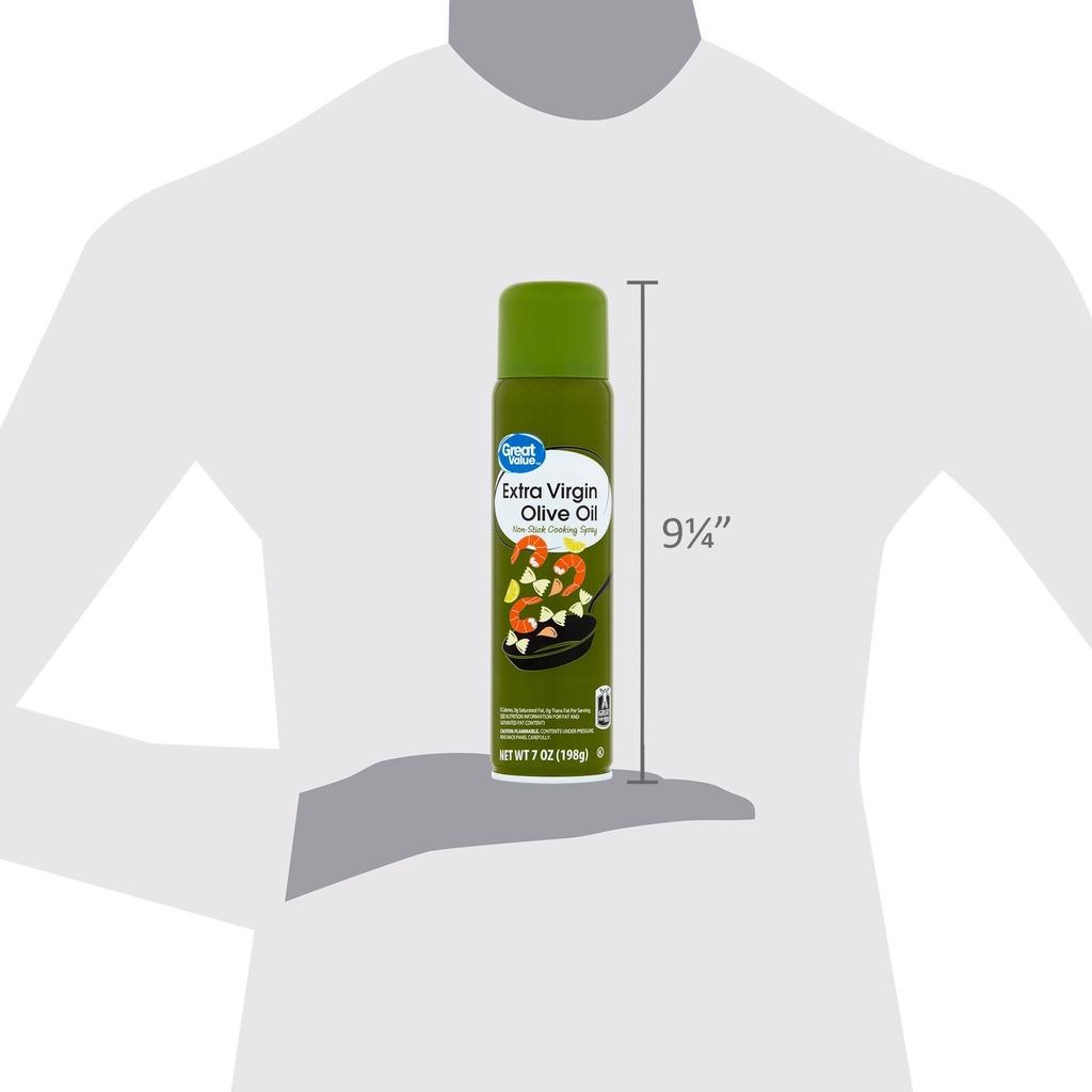 DẦU OLIVE NGUYÊN CHẤT - ĂN KIÊNG DẠNG XỊT Great Value Extra Virgin Olive Oil Non-Stick Cooking Spray, 0 CALO, 198g (7oz)