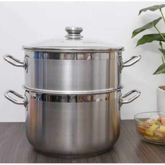 Bộ xửng hấp đáy từ cao cấp Fivestar standard inox 430 nắp kính size 30cm , tặng 1 muỗng canh