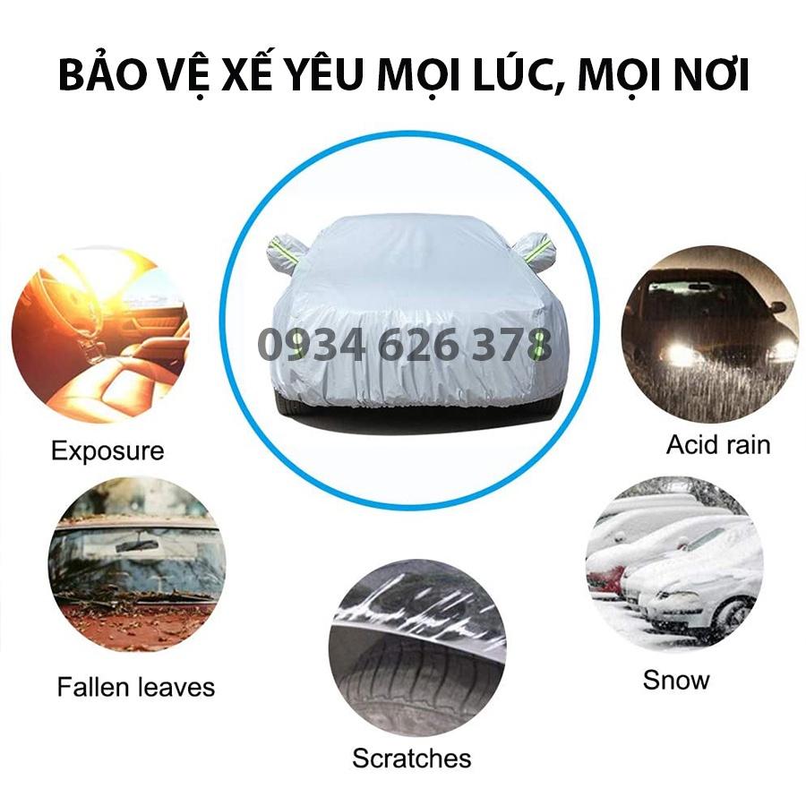 Bạt phủ xe ô tô KIA MORNING 3 lớp tráng bạc thông minh, chất liệu vải dù oxford cao cấp, áo chùm bảo vệ xe 4,5,7 chỗ