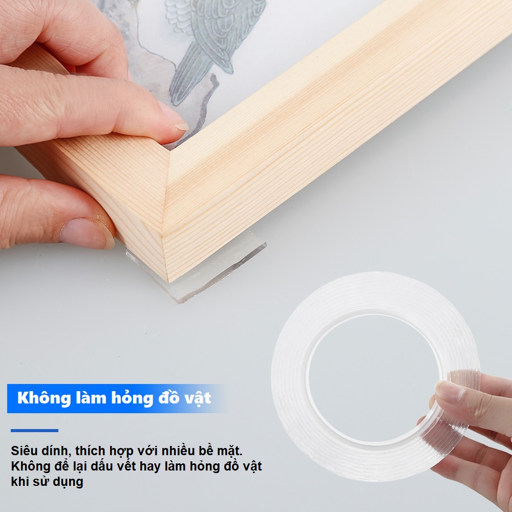 Băng keo tái sử dụng đa năng 2 mặt siêu dính các dụng cụ trong nhà