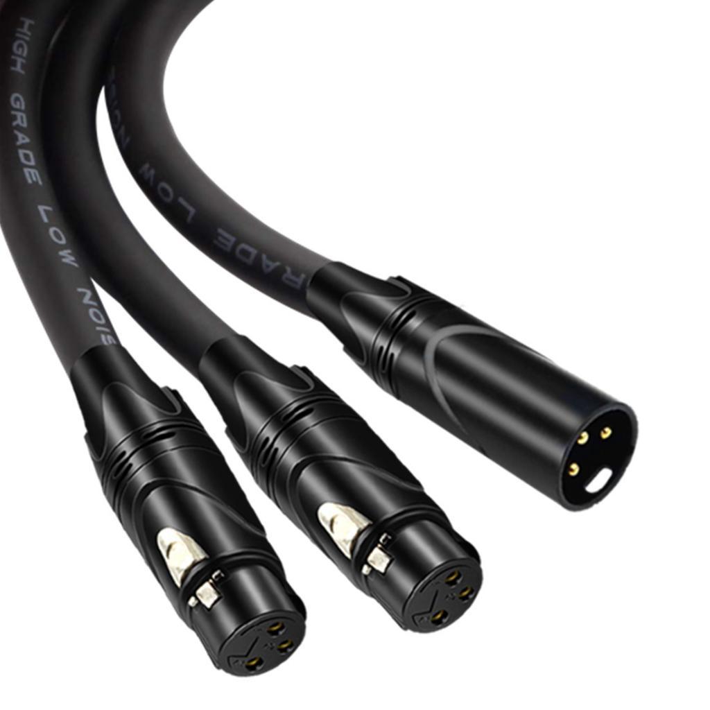 XLR Male to Dual Female XLR Y Cord Balanced Microphone Adaptor Patch Cable