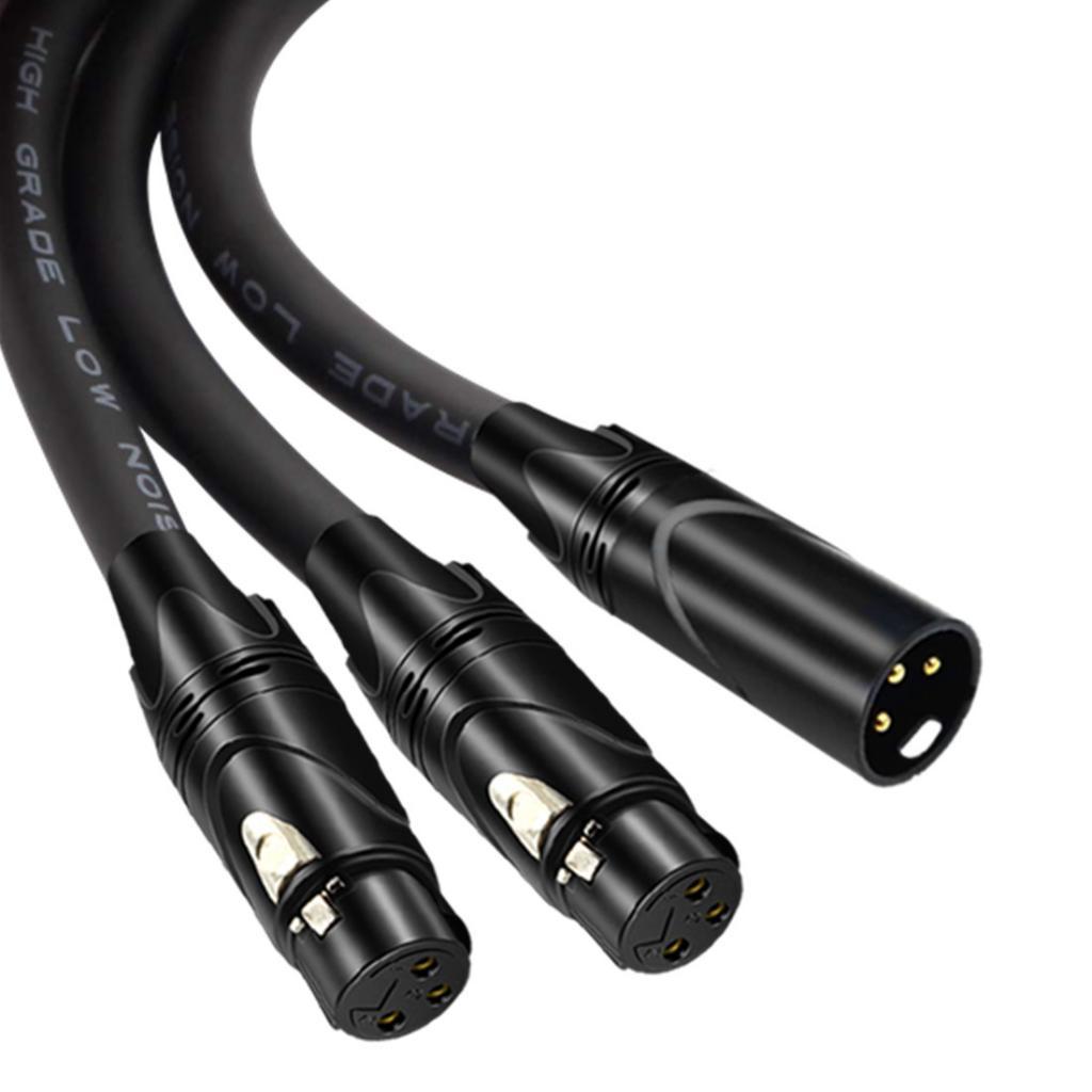 3 Pin XLR Male to Dual 2 Female Microphone Cable for Microphone Audio Black