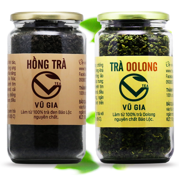 Combo Hồng Trà (200gr/hũ) +  Trà Oolong (400gr/hũ) Nguyên Chất Bảo Lộc Vũ Gia