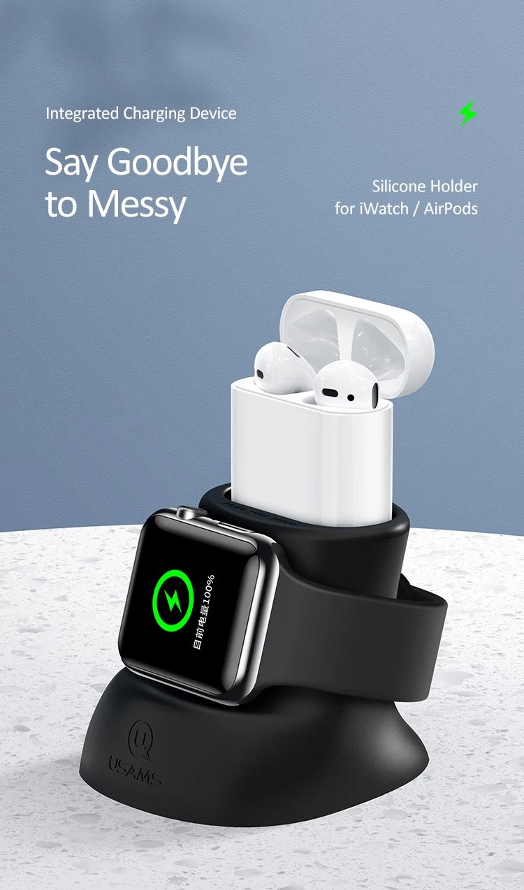 Đế sạc Silicon 2 trong 1 USAMS US-ZJ051 cho Apple Watch và AirPods mua ở đâu giá tốt