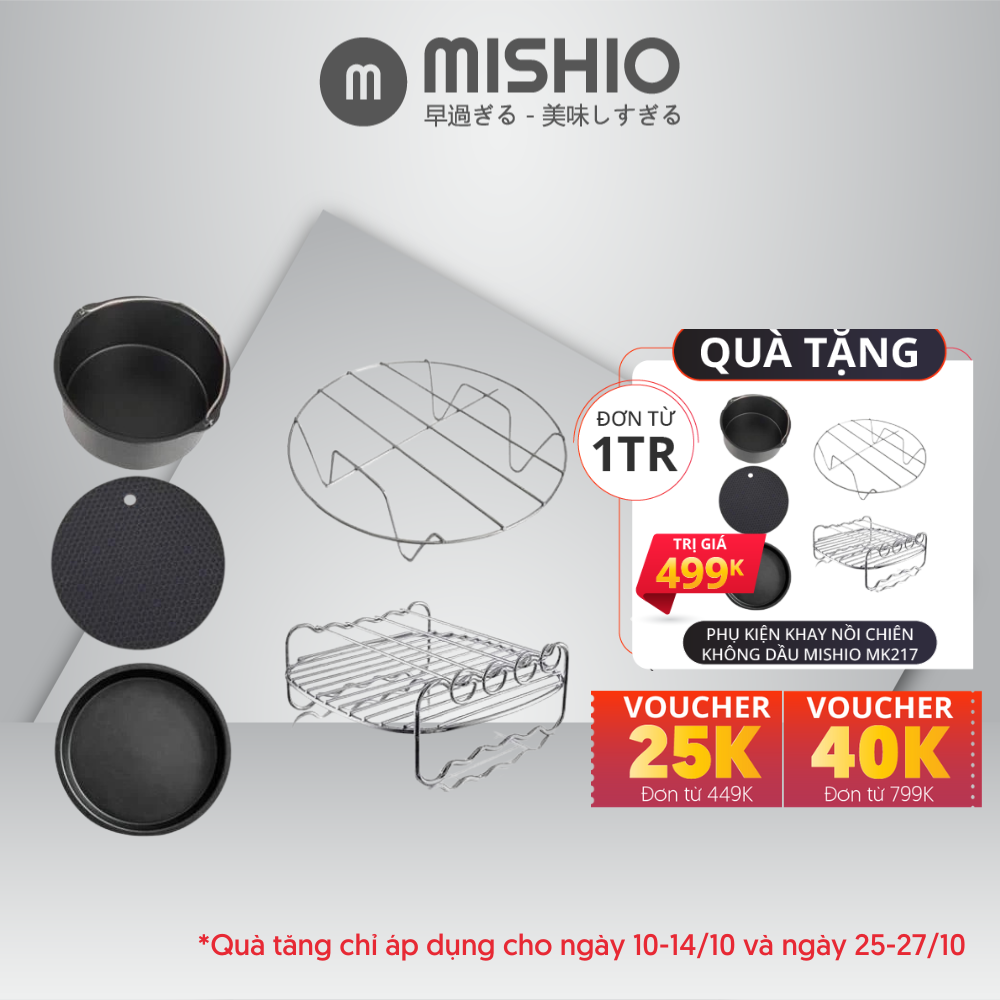 Phụ kiện khay Nồi Chiên Không Dầu Mishio MK217 loại 8 inch - Màu đen