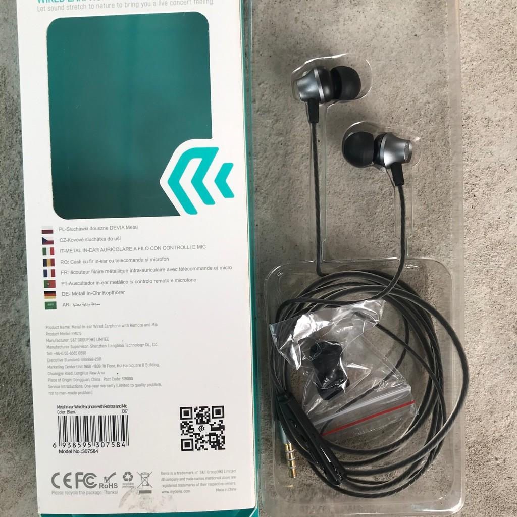 Tai nghe Devia Metal in- ear stereo Earphone - hàng chính hãng