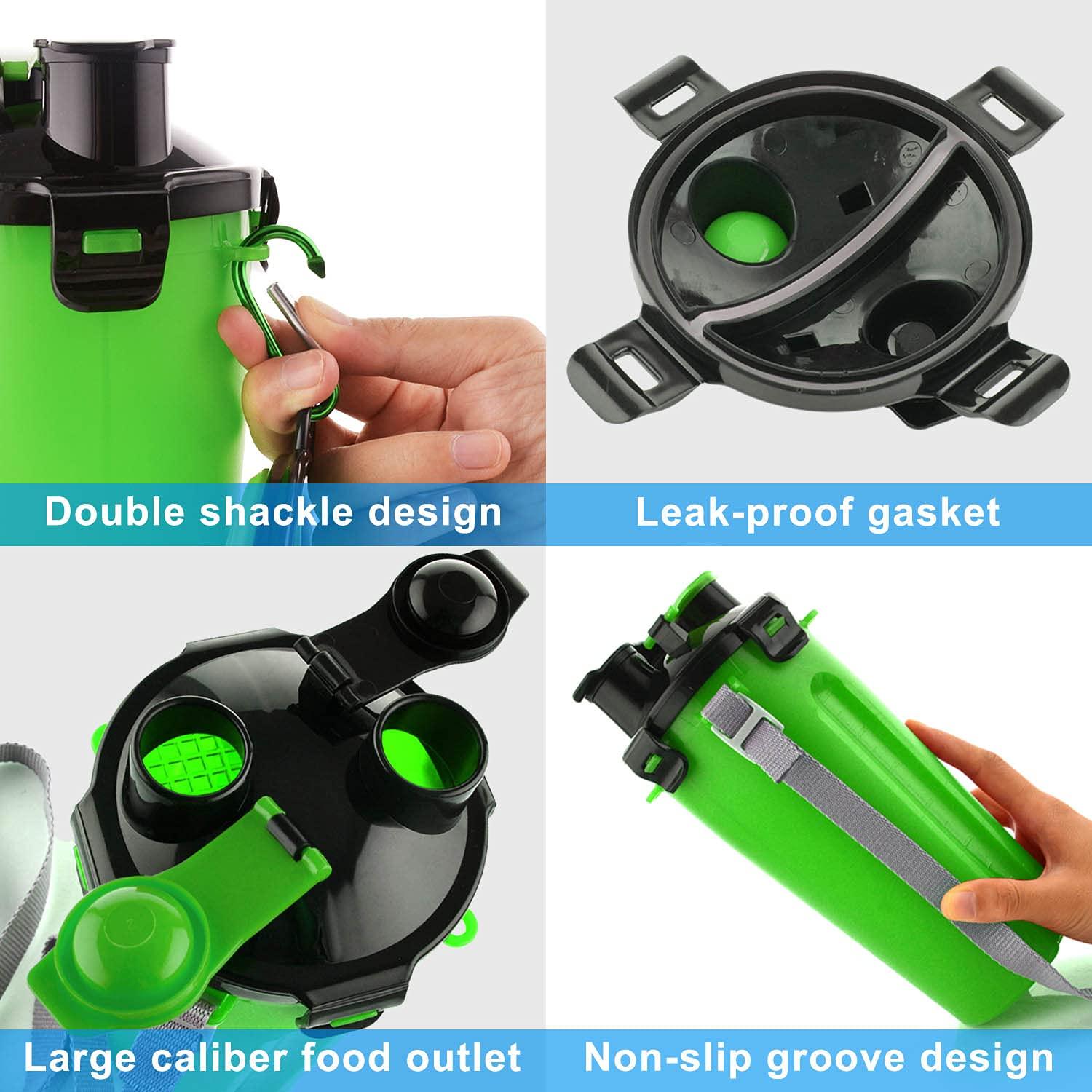 Chai nước cầm tay và chai uống 2 trong 1 với 2 bát gấp cho chó, bát có thể gập lại của chó để cắm trại, đi bộ, đi bộ đường dài, huấn luyện, đi