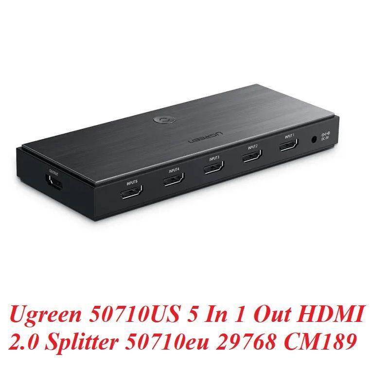 Ugreen UG29768CM189TK S 5 In 1 Out Bộ gộp HDMI 2.0 5 vào 1 ra chuẩn cắm US 50710eu 29768 - HÀNG CHÍNH HÃNG