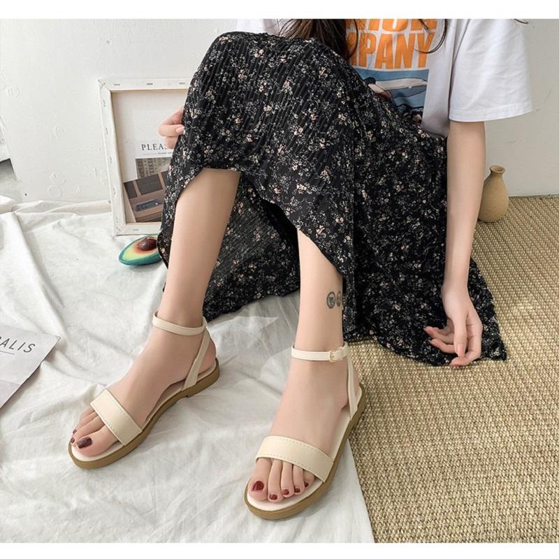 Sandal nữ đế bệt cao cấp Yukibloom sandal nữ cổ điển quai ngang SN01