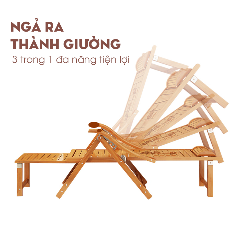 Ghế thư giãn thông minh gấp gọn chất liệu gỗ tự nhiên ASBK2181