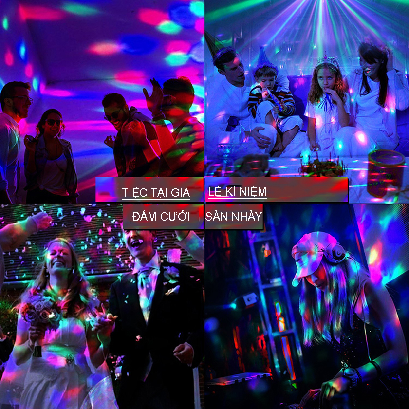 Đèn LED 7 màu vũ trường cảm ứng nhạc, xoay 7 màu sân khấu chớp theo nhạc, nháy theo nhạc, chớp 7 màu