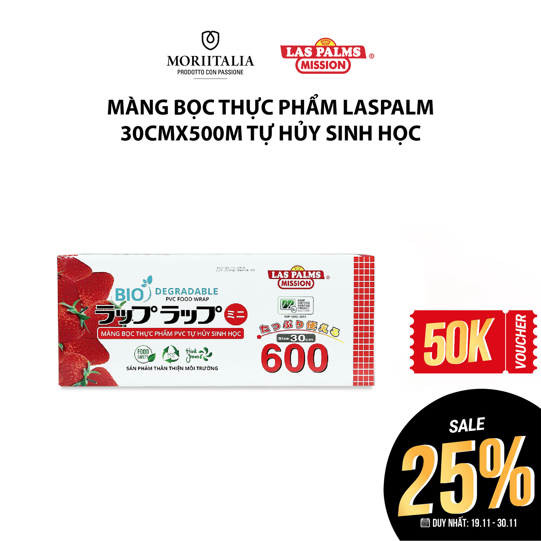 Màng bọc thực phẩm Laspalm tự hủy sinh học Moriitalia MBTP00006361