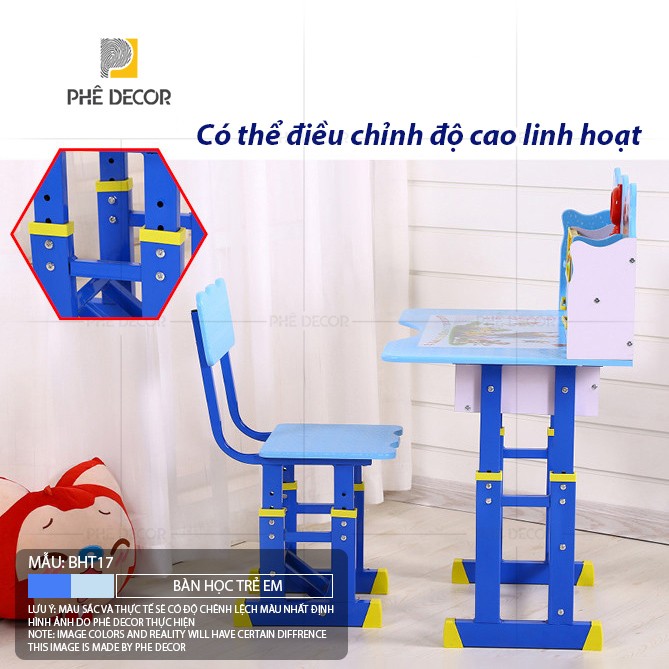 BÀN HỌC TRẺ EM BAMBI - BHT17 - Bàn + Ghế + Giá chỉnh cổ