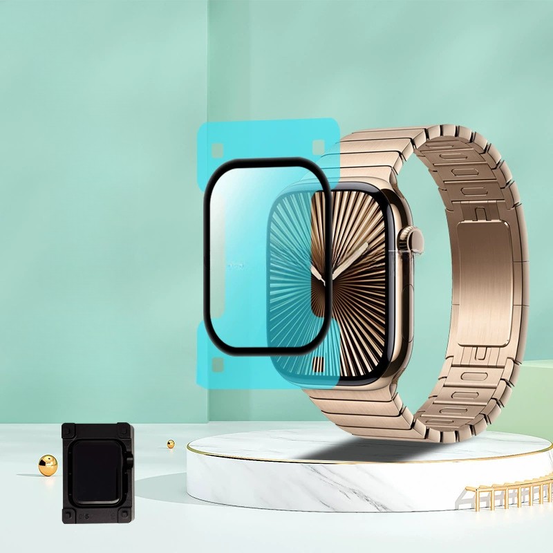 Miếng Dán Dẻo PMMA / PPF cho Apple Watch Series 10 / 11 Kai.N Chống Vỡ Viền Kèm Khung Trợ Dán_ Hàng chính hãng