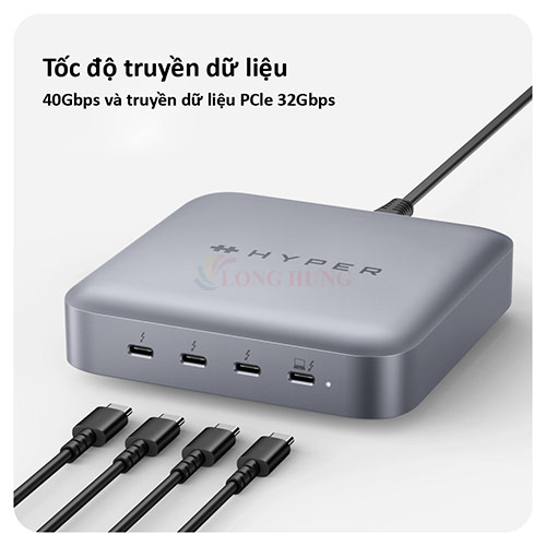 Sạc đa cổng HyperDrive Thunderbolt 4 Power Hub with Integrated GaN Power Source 96W HDTB4PH-US - Hàng chính hãng