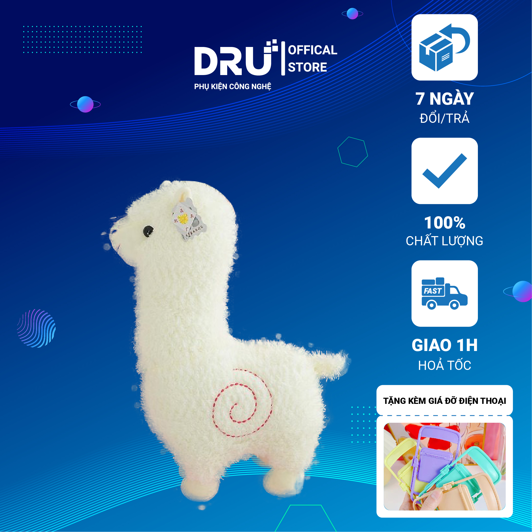 Thú Bông Quà Tặng Lạc Đà A Đán Alpaca Trắng Siêu Đáng Yêu