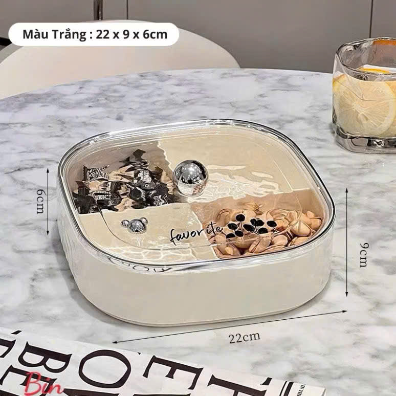 Khay Mứt Đựng Bánh Kẹo Tết Cao Cấp Acrylic Trong Suốt – Hộp Mứt Trái Cây Khô, Hạt, Kẹo Trang Trí Phòng Khách Sang Trọng - HÀNG CHÍNH HÃNG MINIIN