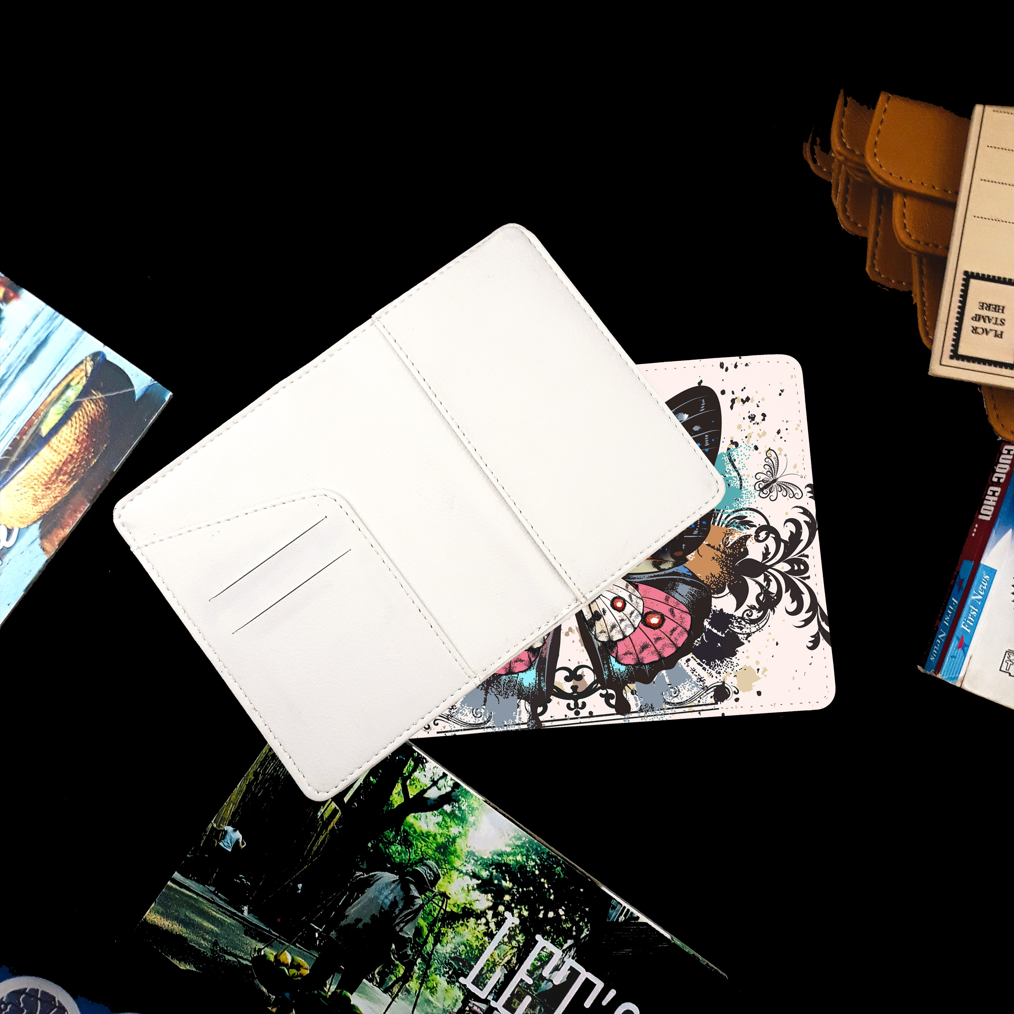 Bao Da Hộ Chiếu Du Lịch Hoạ Tiết BƯỚM - Ví Đựng Passport Thời Trang - Cá Tính - PPT026