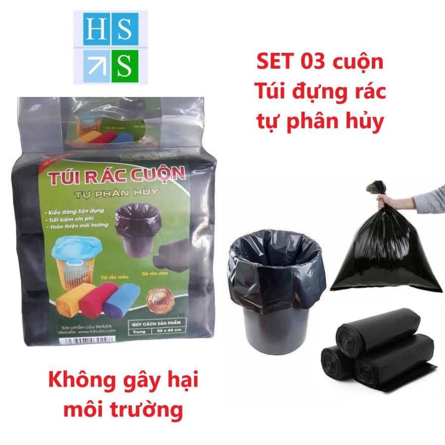 SÉT 3 CUỘN TÚI ĐỰNG RÁC TỰ PHÂN HỦY