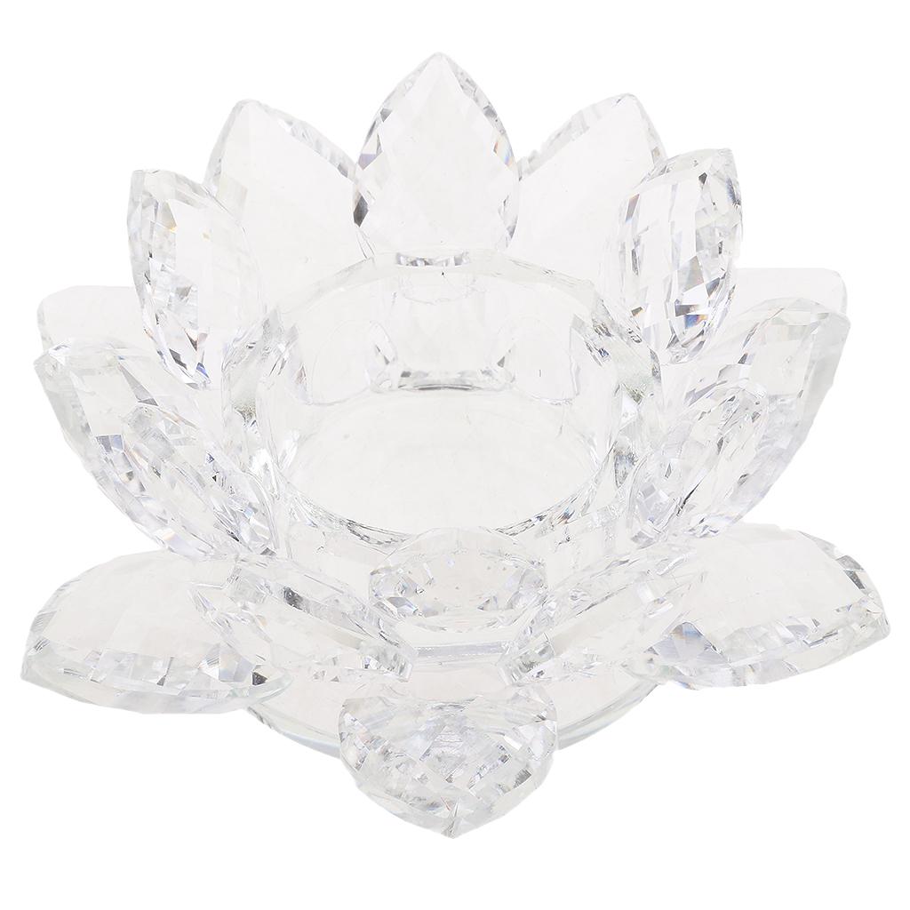 WHITE CRYSTAL LOTUS FLOWERS ORNAMENT WITH GIFT BOX CRAFT HOME DECORS 12CM