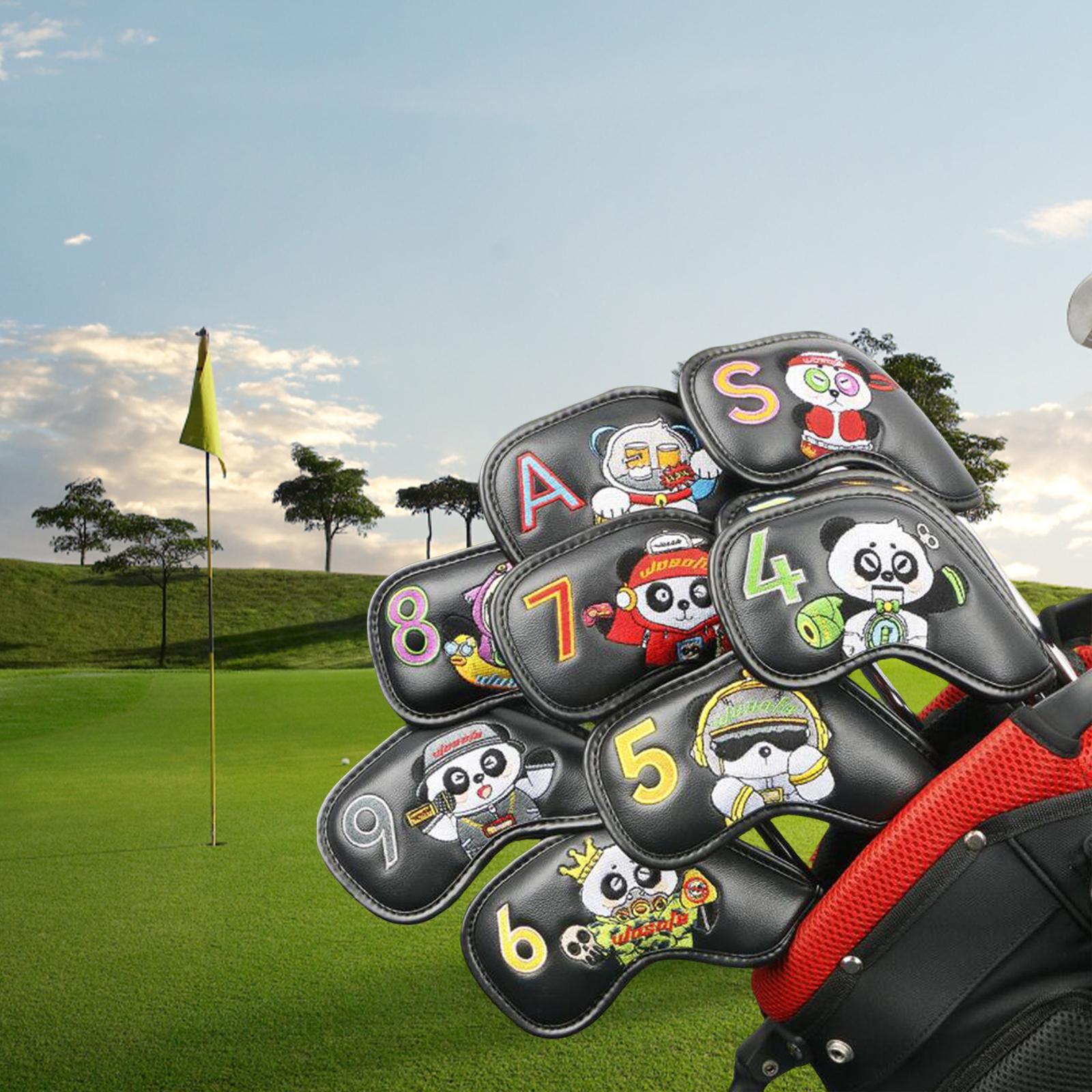 9x Golf Iron Headcovers Club Head Cover Protection Guard Men Gift PU Waterproof Embroidery Number Outdoor Sports Protective Headcover Sleeve