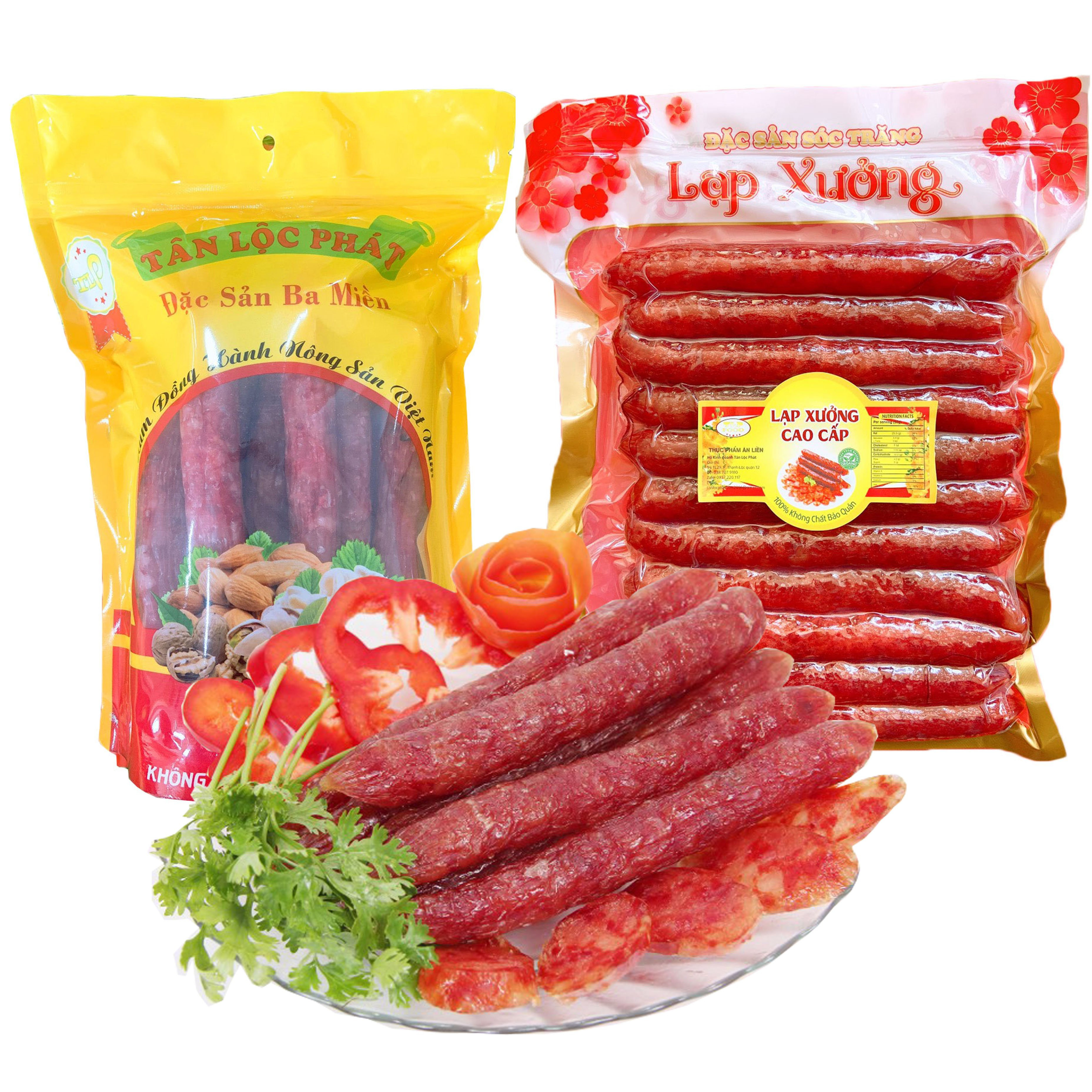 500G LẠP XƯỞNG HEO KHÔ VÀ 500G LẠP XƯỞNG TÔM TƯƠI LOẠI NGON THƯƠNG HIỆU TÂN LỘC PHÁT