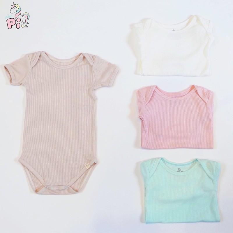 Bộ bodysuit thun gân trơn bé gái 6-9m