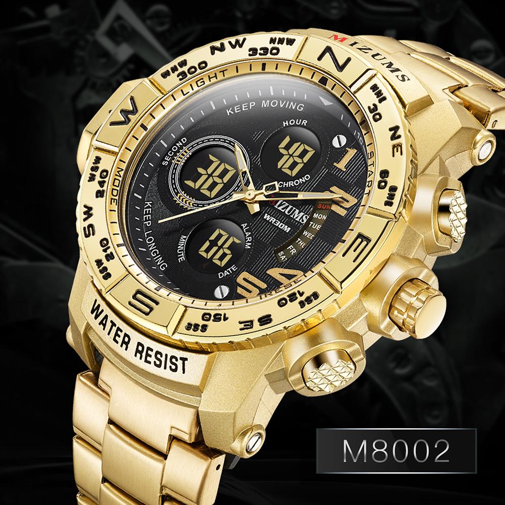 Đồng hồ Thời trang Vỏ hợp kim Dây đeo bằng thép không gỉ Led Thể thao thạch anh không thấm nước MIZUMS