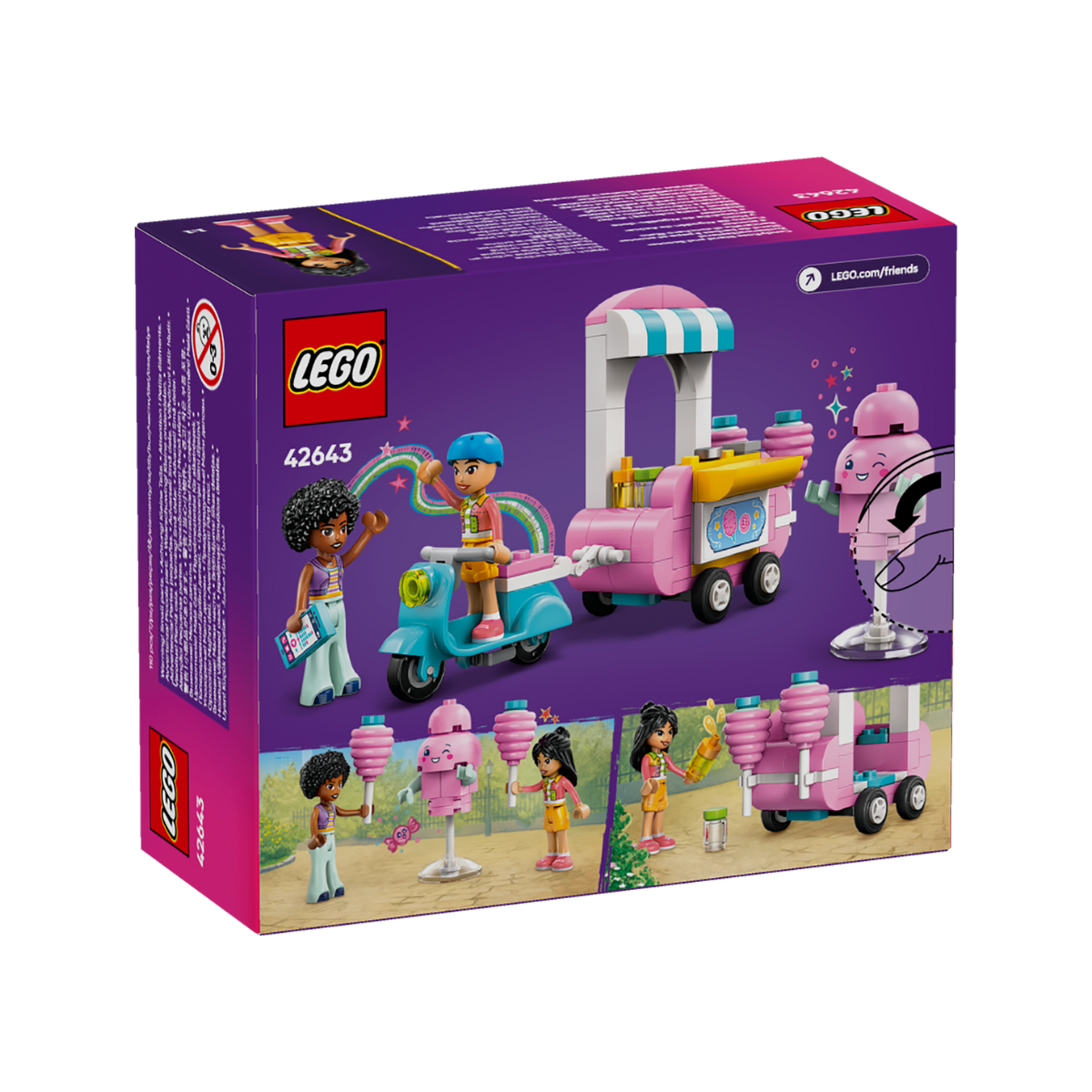 LEGO FRIENDS 42643 Đồ Chơi Lắp Ráp Quầy Kẹo Bông Gòn Di Động Và Xe Scooter (110 chi tiết)
