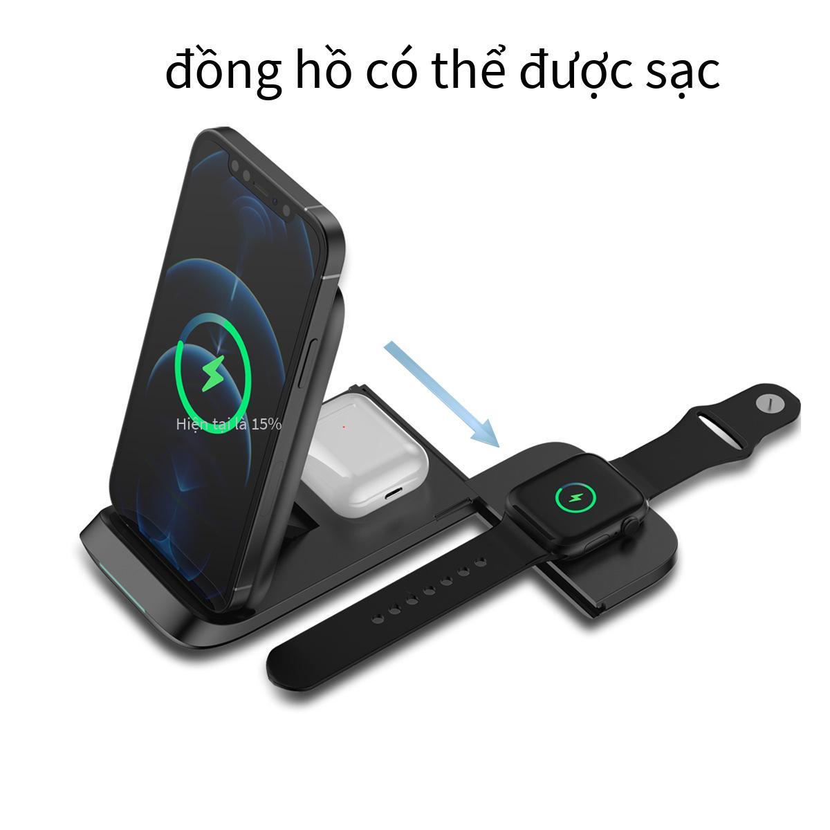 Vận chuyển nhanh Bộ sạc không dây Amazon Gấp từ tính 3 trong 1 cho Tai nghe Apple Watch Sạc nhanh 15W