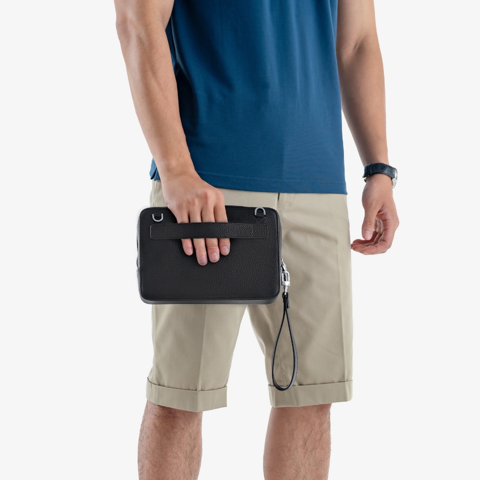 Túi Đeo Chéo Túi Da Nam Cầm Tay GENCE TC02 Chất Liệu Da Bò Cao Cấp Màu Đen