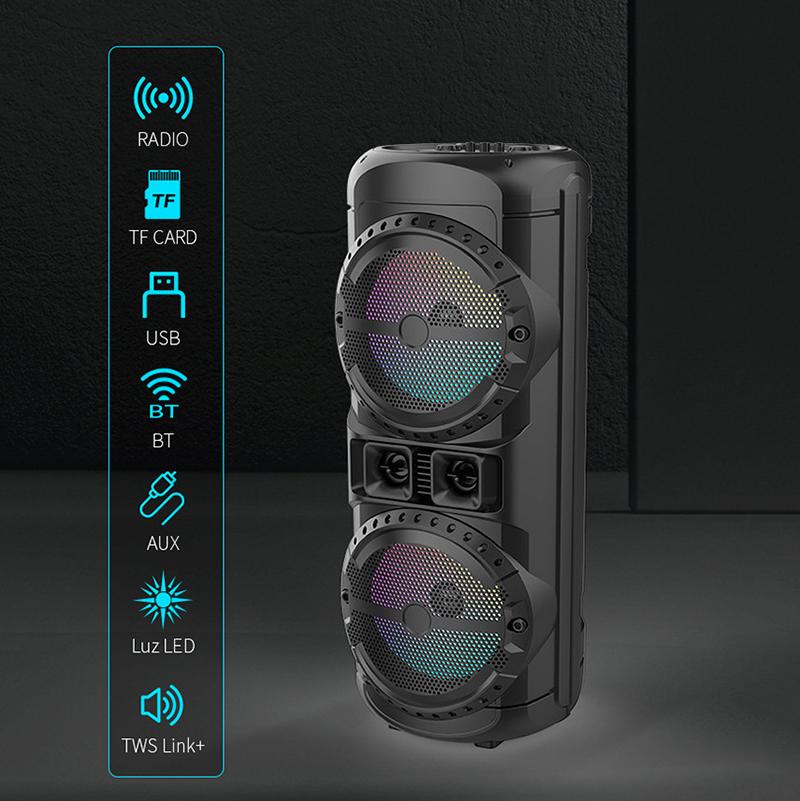 Loa siêu trầm đôi 12 inch Loa Bluetooth ngoài trời siêu lớn 125W Cột không dây di động Âm thanh trầm có micrô FM Màu sắc: 4 inch 30W