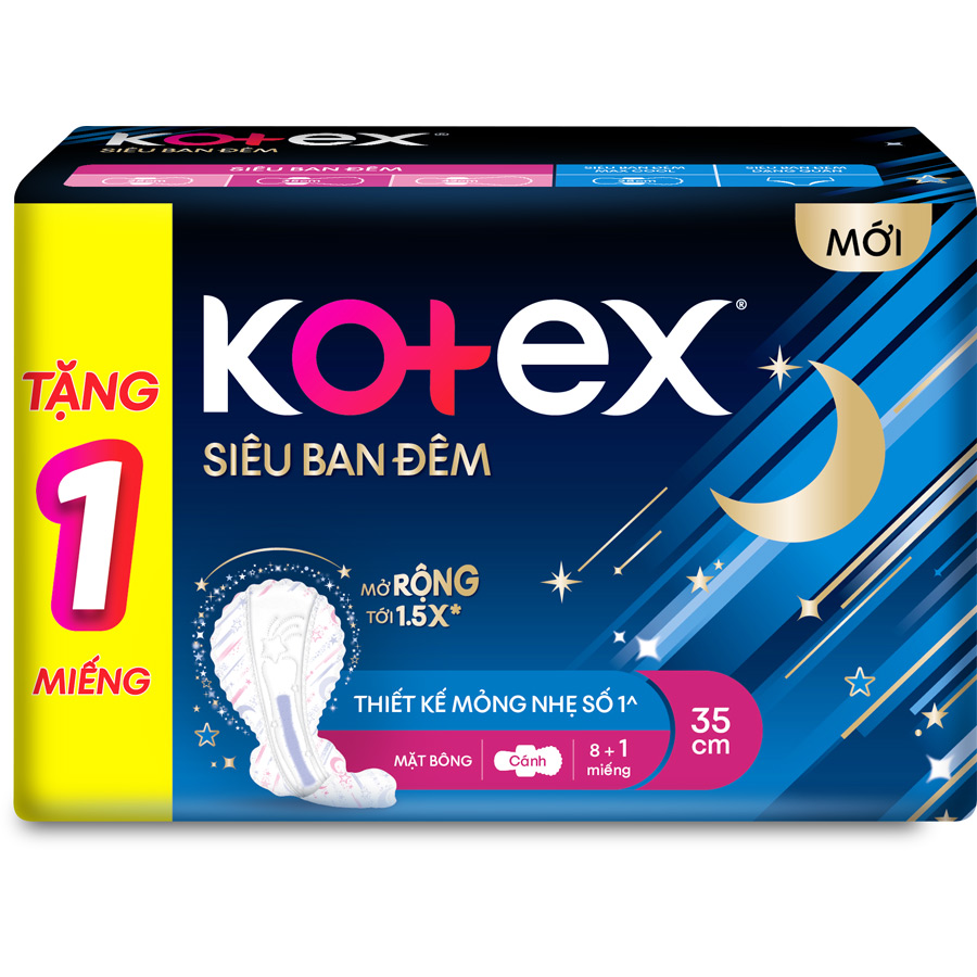 Băng Vệ Sinh Kotex Siêu Ban Đêm 35cm 8+1 miếng