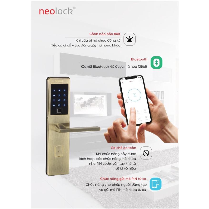 Khóa cửa thông minh vân tay, mở qua APP cao cấp bằng thép không gỉ neolock - Neo4