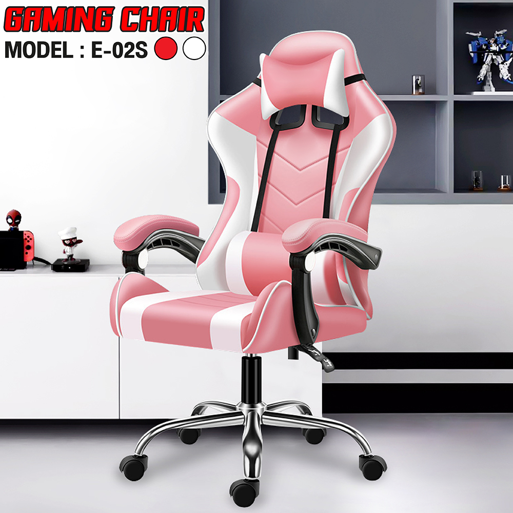 BG Ghế gaming dành cho game thủ MODEL E02-S PINK - GỐI MASSAGE (hàng nhập khẩu)