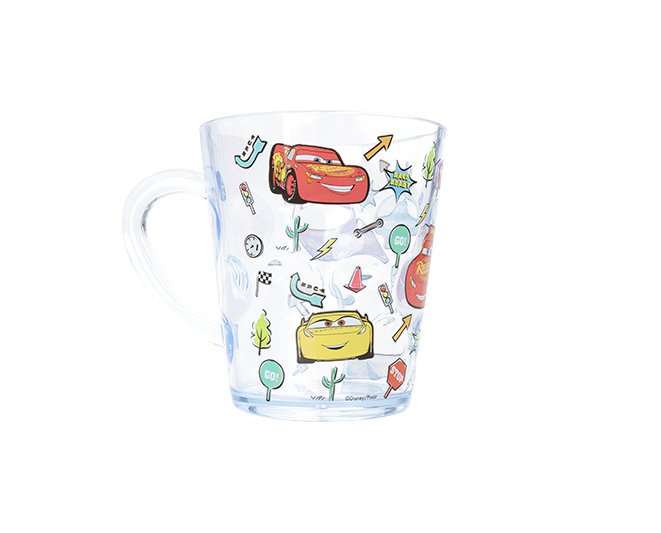 Ly quai cầm tay trong suốt hình xe đua Car 95 màu xanh siêu cute cho bé trai 260ml - 58VNDC2491