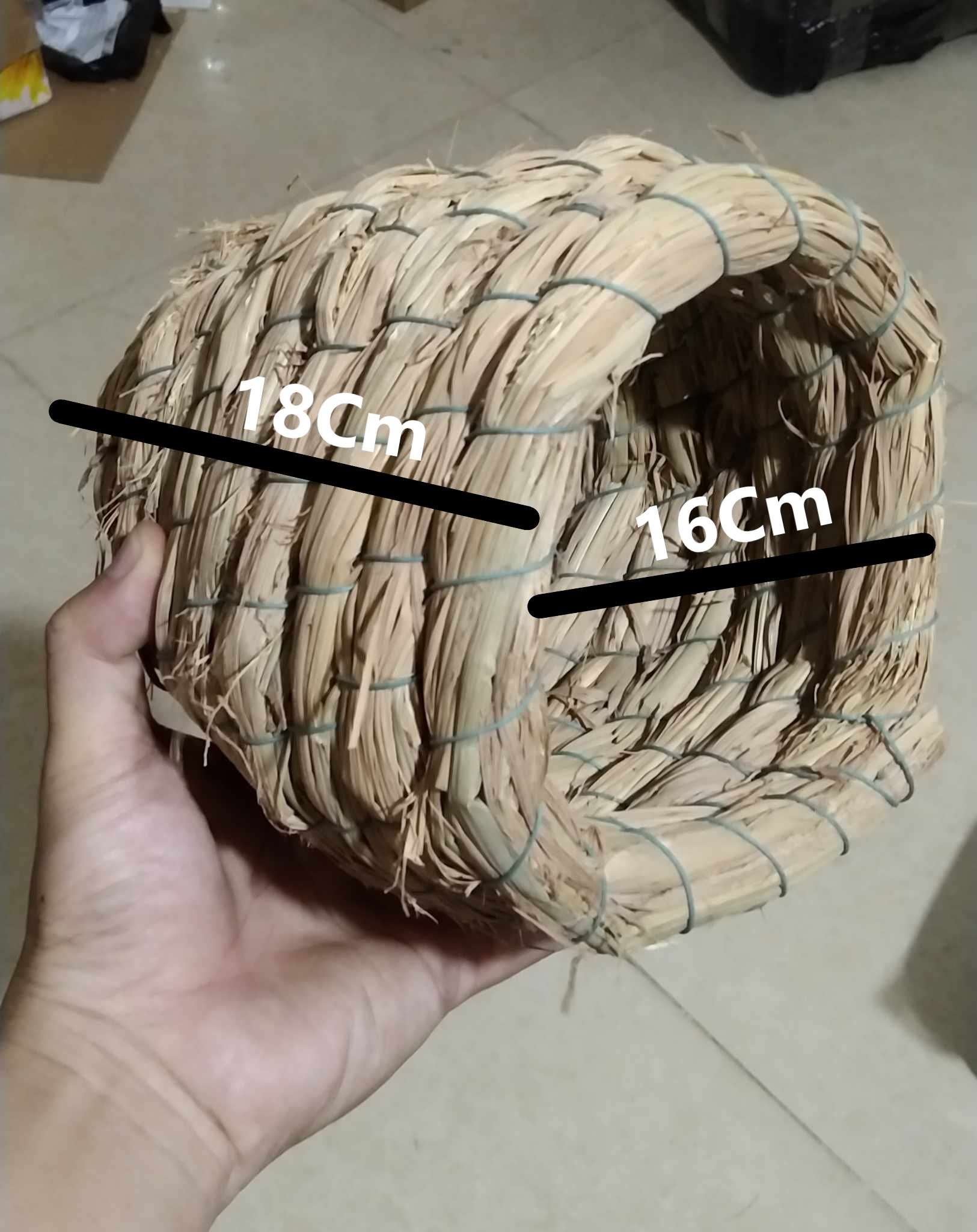 1 tổ đan rơm to 16*18 dành cho các dòng chim manh manh, yến phụng, LB, finch, ngực hồng, parrotlet