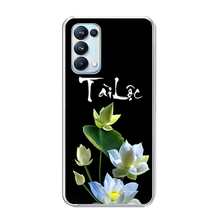 Ốp lưng dẻo cho điện thoại Oppo Reno 5 – 0434 LOTUS04 – Hàng Chính Hãng
