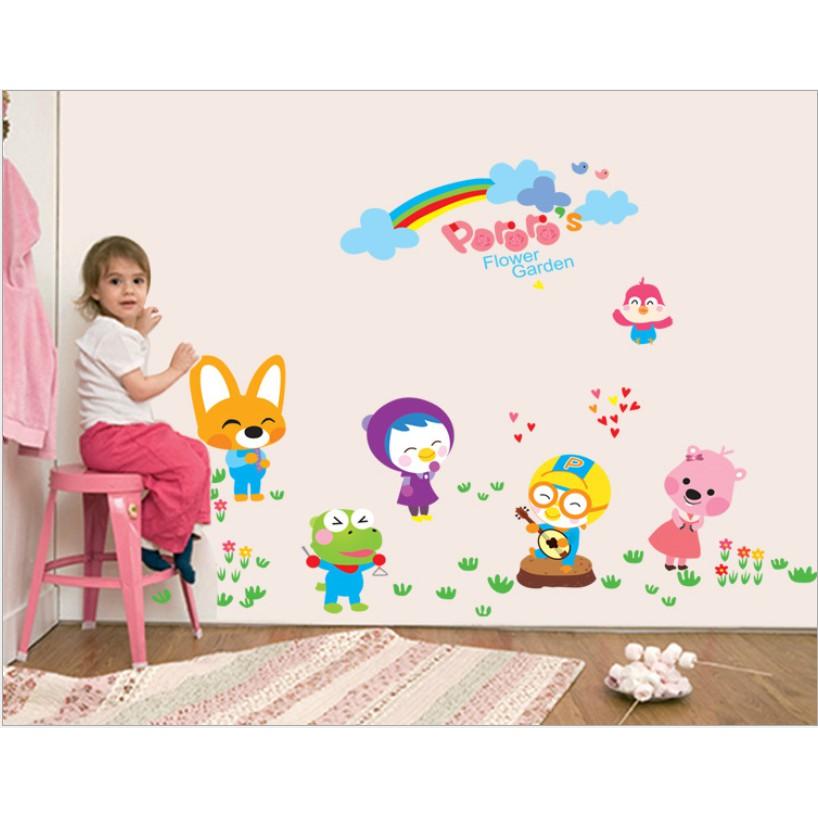 Decal trang trí tường - Gấu thỏ vui chơi sắc màu cùng bé