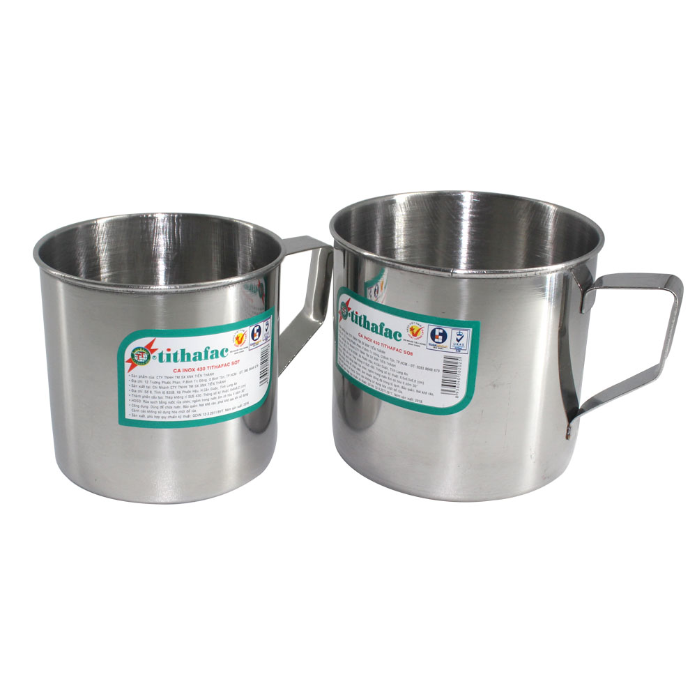 Combo 2 Ca inox có quai kích thước nhỏ phù hợp cho bé học mẫu giáo Tithafac