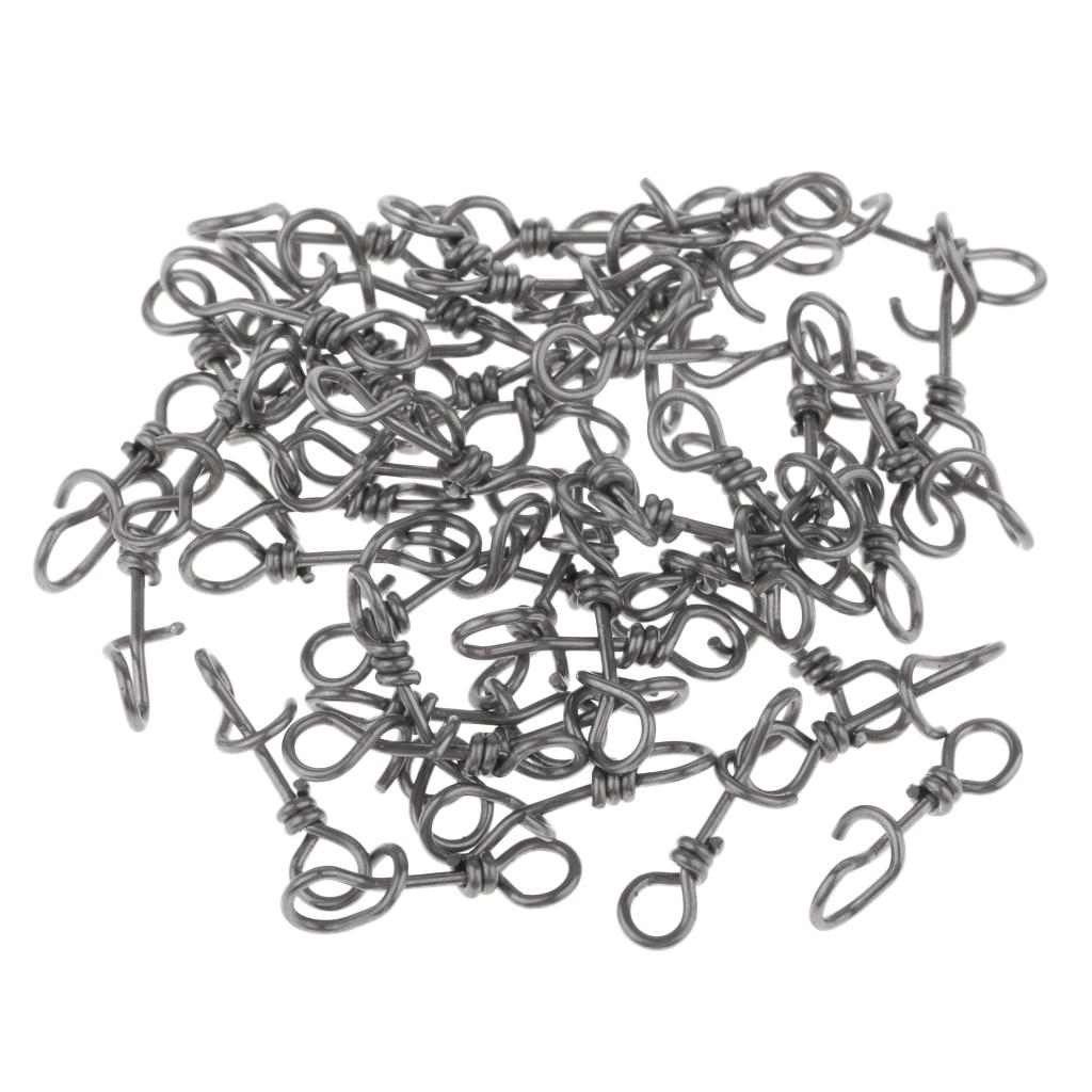 50 Pieces Stainless Steel Quick Lock Fishing Snap Clip Swivel Connector 15mm