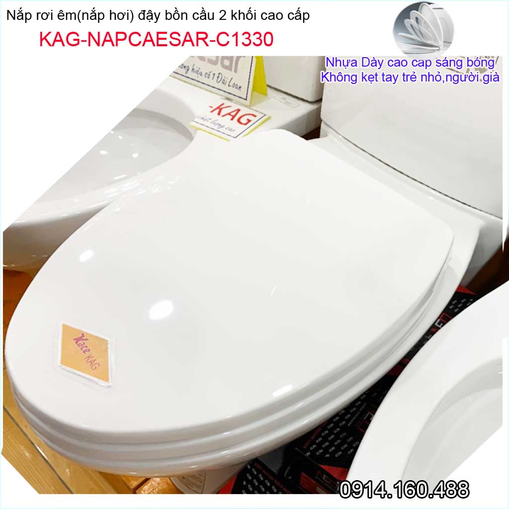 Nắp đậy bồn cầu KAG-C1330 màu trắng, nắp rơi êm bàn cầu 2 khối thân dài C504 C702 giá tốt chất lượng tốt