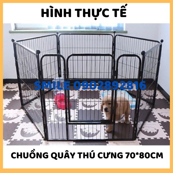 [HÀNG MỚI VỀ] Chuồng Quây Chó Lớn - Nan Ống Siêu Dày Cap cấp - Gồm 6 tấm ghép Size 70*80cm - Màu đen